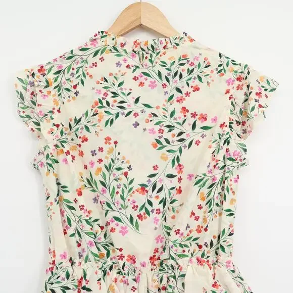 MISA Los Angeles Iliana Spring Ditsy Ruffled Mini Cotton Dress Sz XS NEW - Picture 4 of 8